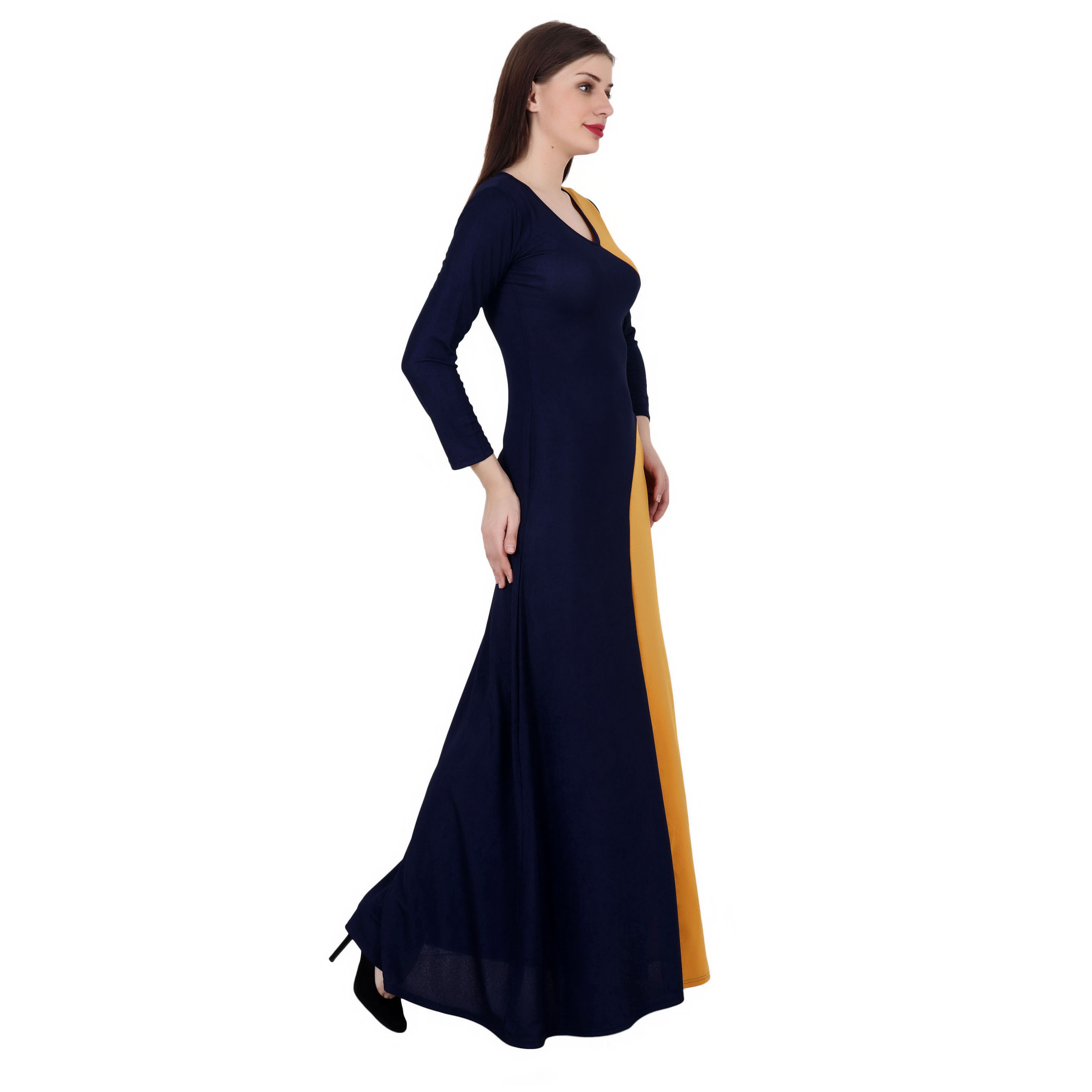 MUSTARD/NAVY CUT OUT MAXI DRESS